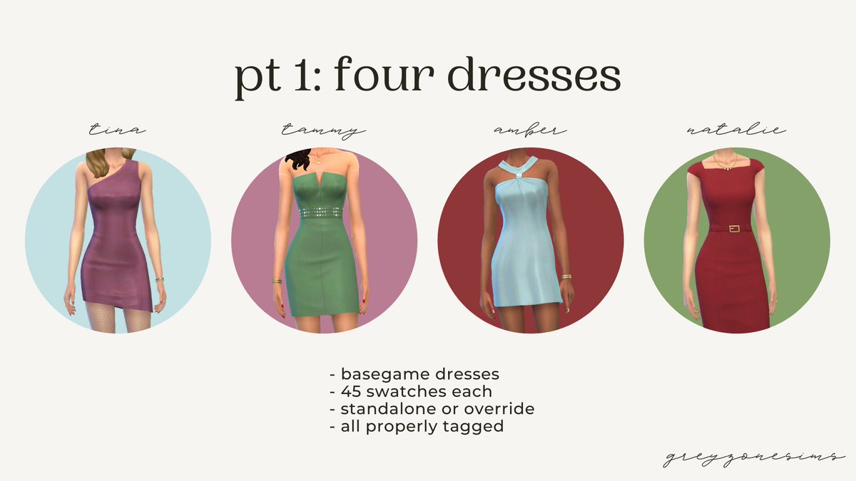 GreyzoneSims's tweet photo. I'm recoloring base game clothes in 45 beautiful swatches! Check them, available now for free (https://t.co/WVelGyNgT4) #Sims4CC #ts4cc #maxismatch #ts4 https://t.co/fDrbhDe5n2