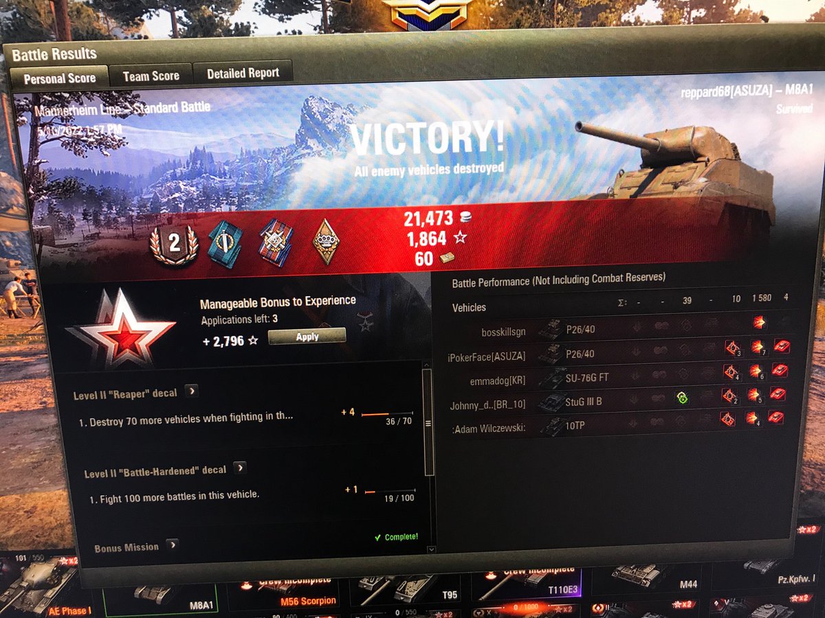 robert657036674's tweet photo. @worldoftanks IGN: reppard68
Tank: m8a1
Base xp: 621 https://t.co/Q5wBKfq8CX