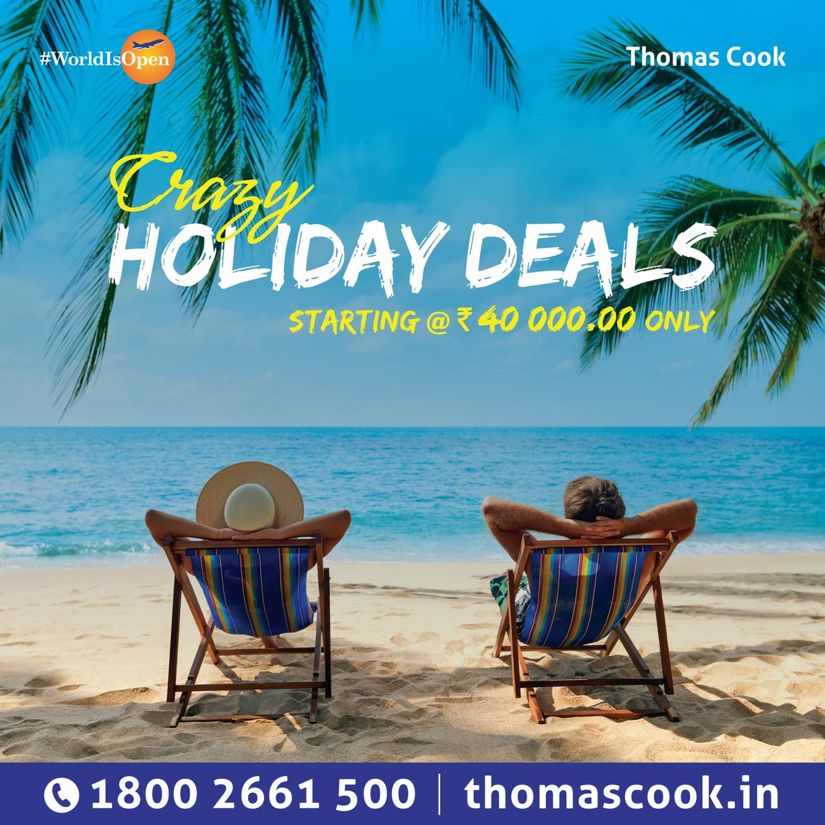 tcookin's tweet photo. #WorldIsOpen
Thomas Cook presents #Crazy Holiday Deals on various destinations.
Click here to know more about our crazy deals, https://t.co/7pGB7XvBE3
#ThomasCookIndia #travel2022 #holidayagain #travelisback #travelupdate #GIHS #offer https://t.co/hcK3eySakX