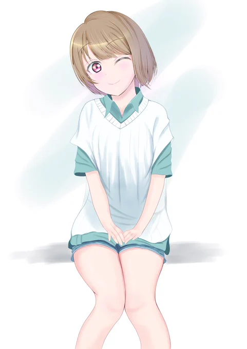 ニットベスト+ショートパンツのかすみん
 #ラブライブ #lovelive #虹ヶ咲 #中須かすみ 