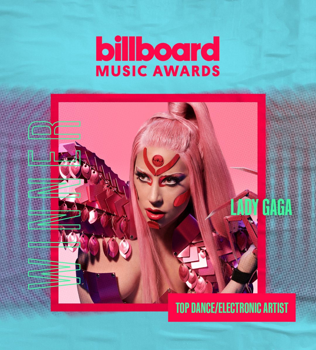 DisruptvMusic's tweet photo. Congrats @ladygaga for winning Top Dance/Electronic Artist award at #BillboardMusicAwards #BBMAs https://t.co/rnbFFnZGd4