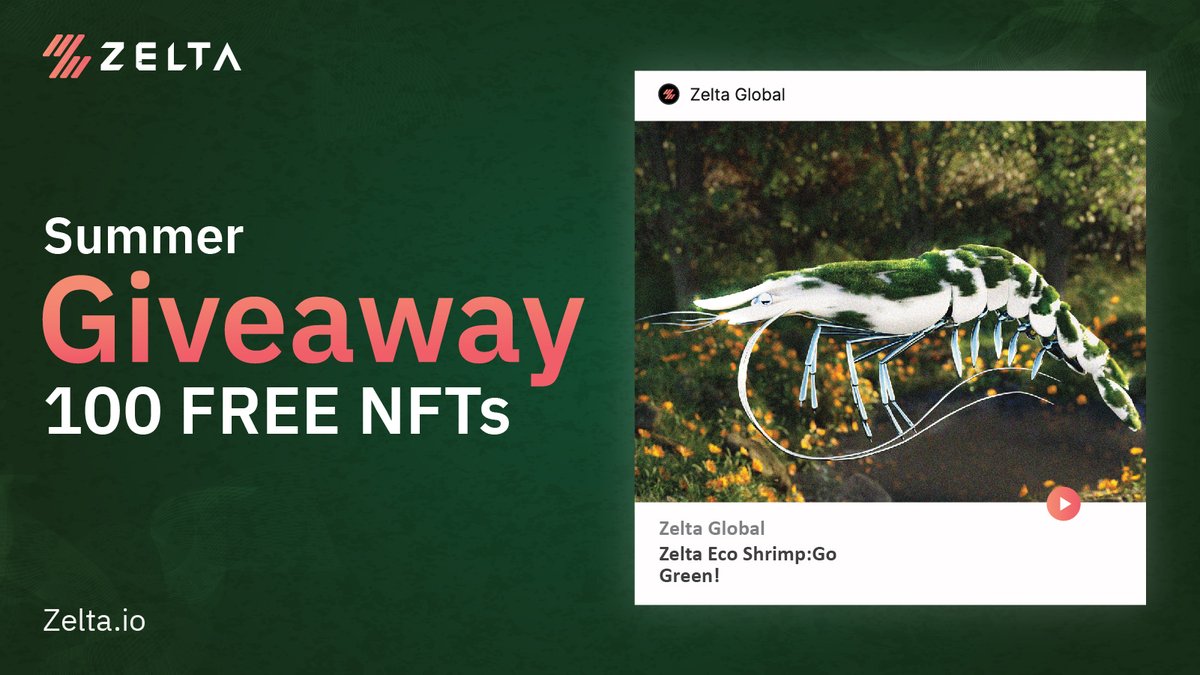 ZeltaGlobal's tweet photo. 🔥Free #NFTGiveaway is back again.
🔥Fresh #EcoShrimp🦐#NFT
🔥100 limited edition drops
🔥Grab the free #NFTdrop
- 💓&🔁
- follow @ZeltaGlobal
- Tag 3 friends
- Drop your @MetaMask Polygon Wallet Address below
#NFTCommunity #Zelta https://t.co/G648fMbZkZ