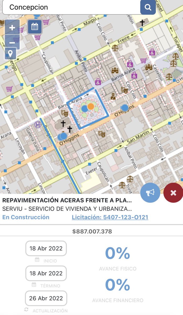 nick11059's tweet photo. Obra 16 #RallyDatosCL 
Nombre: REPAVIMENTACIÓN ACERAS FRENTE A PLAZA DE LA INDEP.
ID: 5407-123-O121
Contrata: SERVIU Bio Bio 
Monto: 💸$ 887.007.378
Fecha Inicio ejecución 18/4/22
Fecha Término ejecución 18/4/22 https://t.co/MdVyCCcPwG