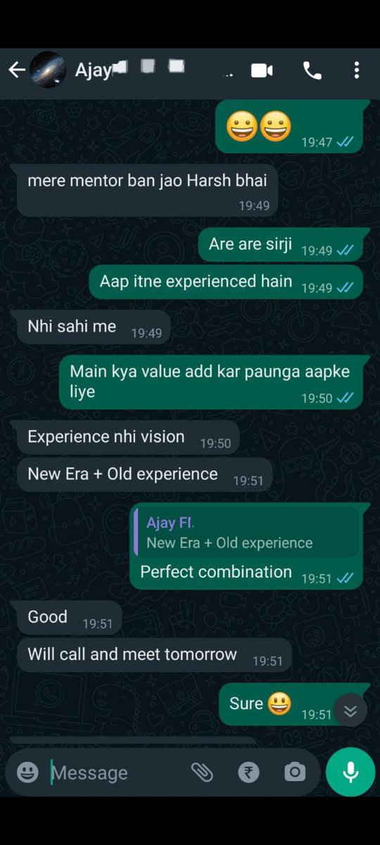 ca_harshaditya's tweet image. Why is it important to share your Idea?

#MondaySuccess

There is this person, Ajay. 
Probably my father's age 

#chooseyourtough
 #marketing #technology #success #people #experience #share #fintech #mentoring #fmcg 

Contd...