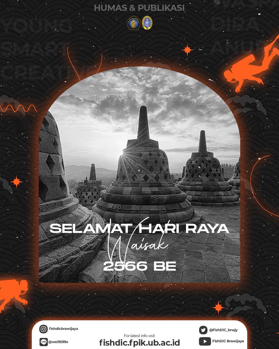 FishDiC_brwjy's tweet photo. [SELAMAT HARI RAYA WAISAK 2566 BE] 

Kami segenap keluarga besar Fisheries Diving Club Universitas Brawijaya mengucapkan Selamat Merayakan Hari Tri Suci Waisak 2022/2566 BE. Semoga semua makhluk hidup berbahagia.

Waspada Dira Anuraga 

FishDiC
Young | Smart | Creative https://t.co/bYnpQQSEeR