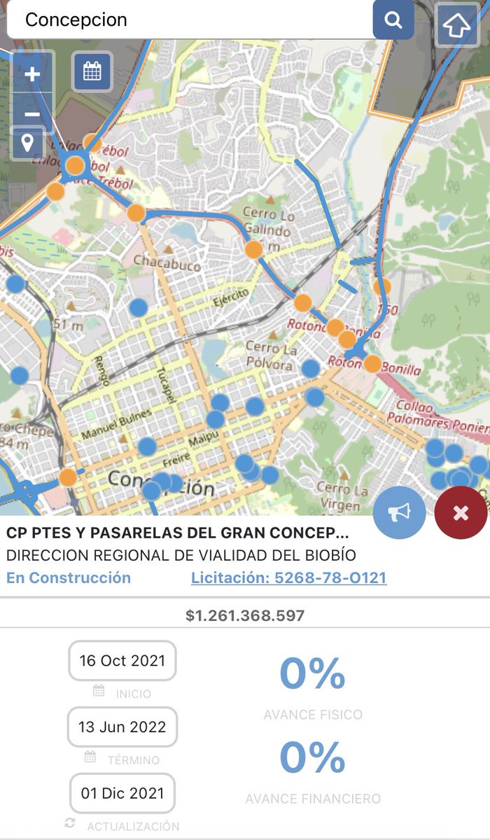 nick11059's tweet photo. Obra 23 #RallyDatosCL 
Nombre: CP PTES Y PASARELAS DEL GRAN CONCEPCIÓN
ID: 5268-78-O121
Contrata: MINISTERIO DE OBRAS PUBLICAS DIREC CION GRAL DE OO PP DCYF
Monto: 💸$1.261.368.597
Fecha Inicio ejecución: 16/10/21
Fecha Término ejecución:13/06/22 https://t.co/GnWItvxiIP