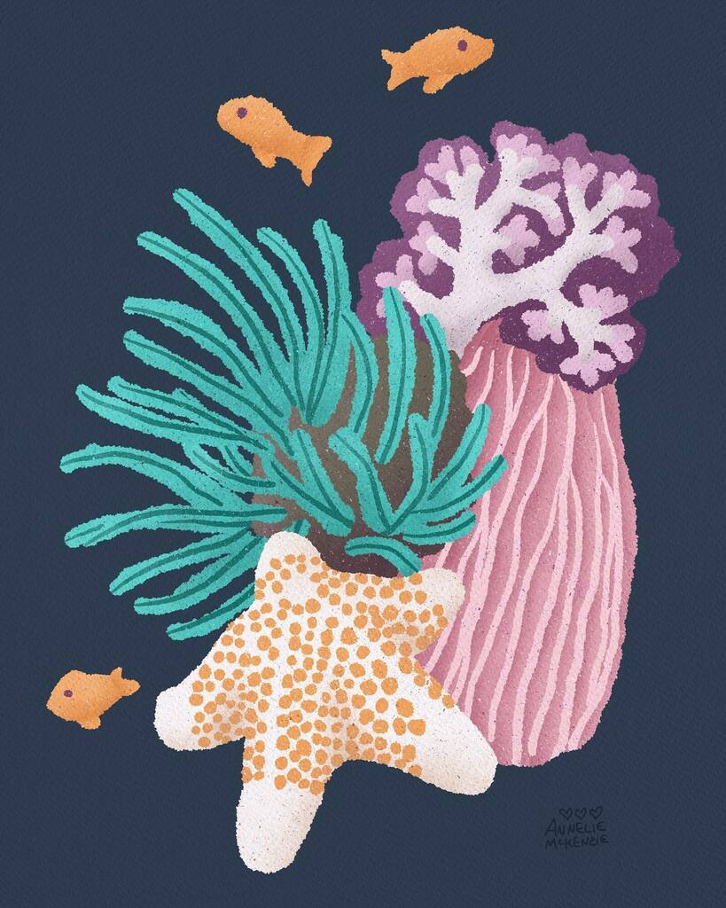 __AM_'s tweet photo. A tropical still life for the #CreateWithCatCoq challenge! 🐠
.
.
#tropicalart #starfishdrawing #seastars #coralreefart #procreateart #artlicensing #anneliemckenzie #stilllifedrawing https://t.co/gfMi42drrj https://t.co/APucb59n1F