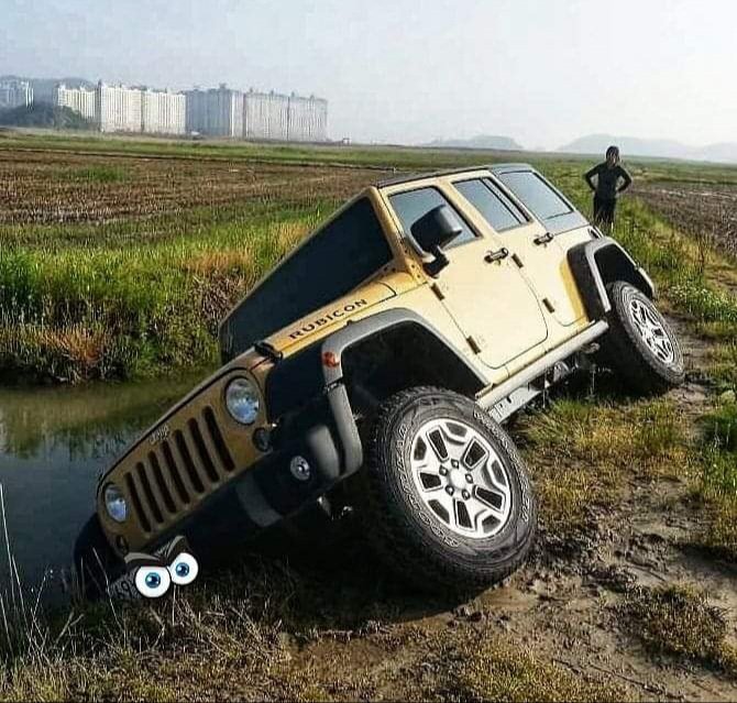 What's the most embarrassing thing you've done in your Jeep? I'll go first: Part 1: I was driving along tractor paths in a rice field in a rain storm at night and almost rolled my Jeep... Had to leave her for the night. #jeep #jeepwrangler #jeepbuilds