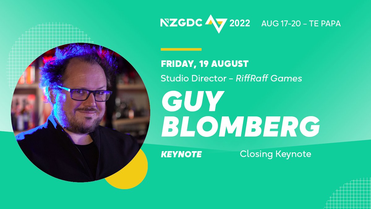 NZGDA (@nzgda) on Twitter photo The Closing Keynote of NZGDC22 is none other than Guy Blomberg (<a href="/YugSTAR/">Guy 'Yug' Blomberg</a>), Founder of <a href="/GIGathering/">Games Industry Gathering</a> & Studio Director at <a href="/RiffRaffDev/">RiffRaff Games</a> 🙌
Join us IN PERSON in Wellington on August 19th to hear what he has to say!
TICKETS GO ON SALE this Friday at 9am 📅
#nzgamedev #nzgdc22 The Closing Keynote of NZGDC22 is none other than Guy Blomberg (<a href="/YugSTAR/">Guy 'Yug' Blomberg</a>), Founder of <a href="/GIGathering/">Games Industry Gathering</a> & Studio Director at <a href="/RiffRaffDev/">RiffRaff Games</a> 🙌
Join us IN PERSON in Wellington on August 19th to hear what he has to say!
TICKETS GO ON SALE this Friday at 9am 📅
#nzgamedev #nzgdc22