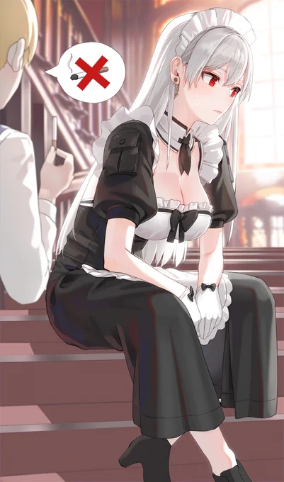 坊ちゃんに説教されるメイドお姉さん。 