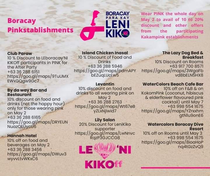 shiela_mangahas's tweet photo. Sa mga mag vacation sa Boracay, please support these Kakampink businesses.
Ctto https://t.co/9TsUfMvZOv