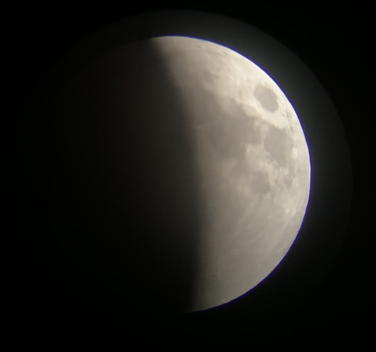 careybonnell's tweet photo. #LunarEclipse taken from family telescope in St. Philip’s, NL.  Credit to my daughter Jayme for the patience and precision with the IPhone. https://t.co/AmxFDnHWVX