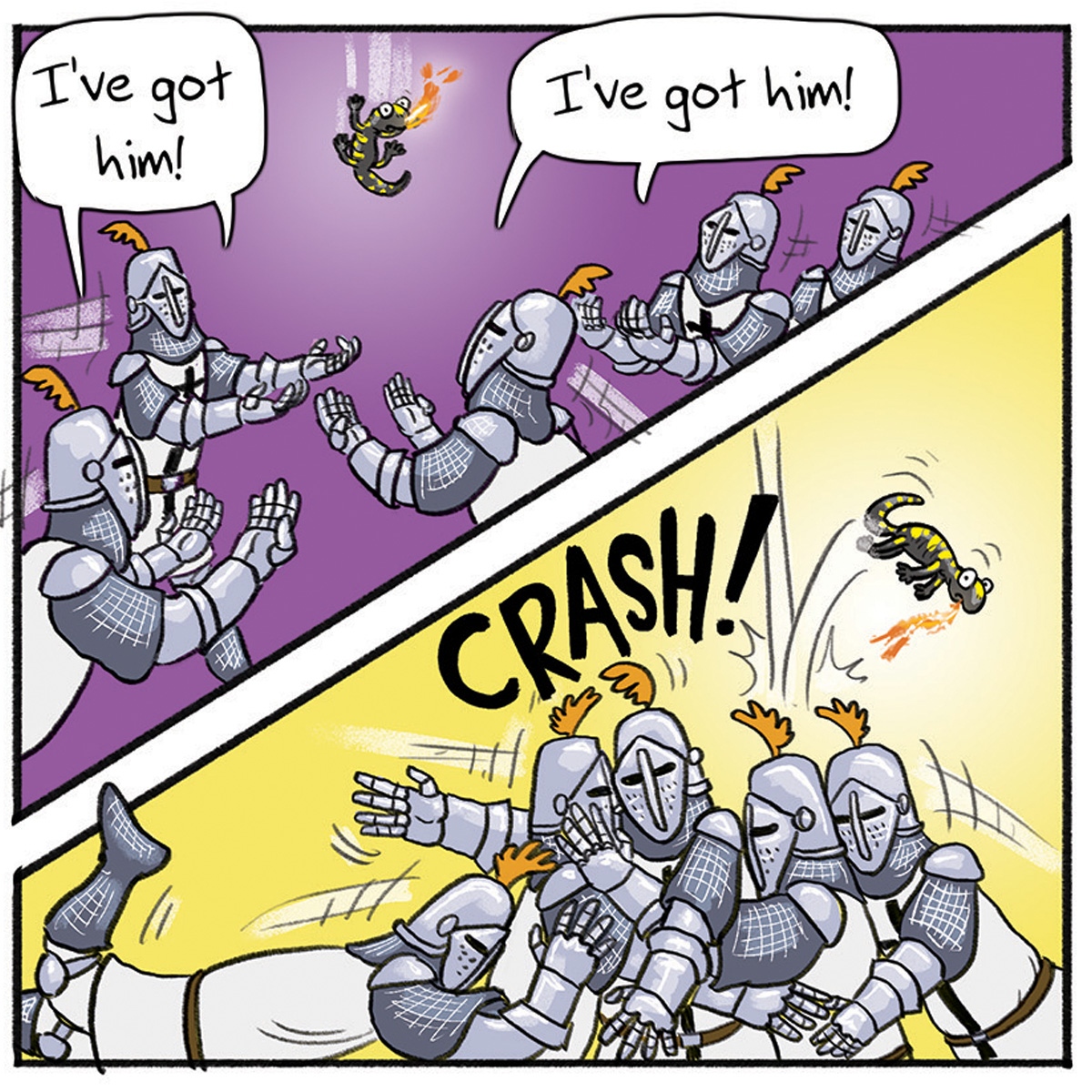 Jamesfoleybooks's tweet photo. Here's another snippet from SALLYMANDER, the comic I've got in this year's @TheSchoolMag. ⁠
⁠
Meet the Keystone Knights. 
⁠
⁠
@fremantlepress #STinkerInc #Sallymander #SallyTinker https://t.co/RNERFGsCkr