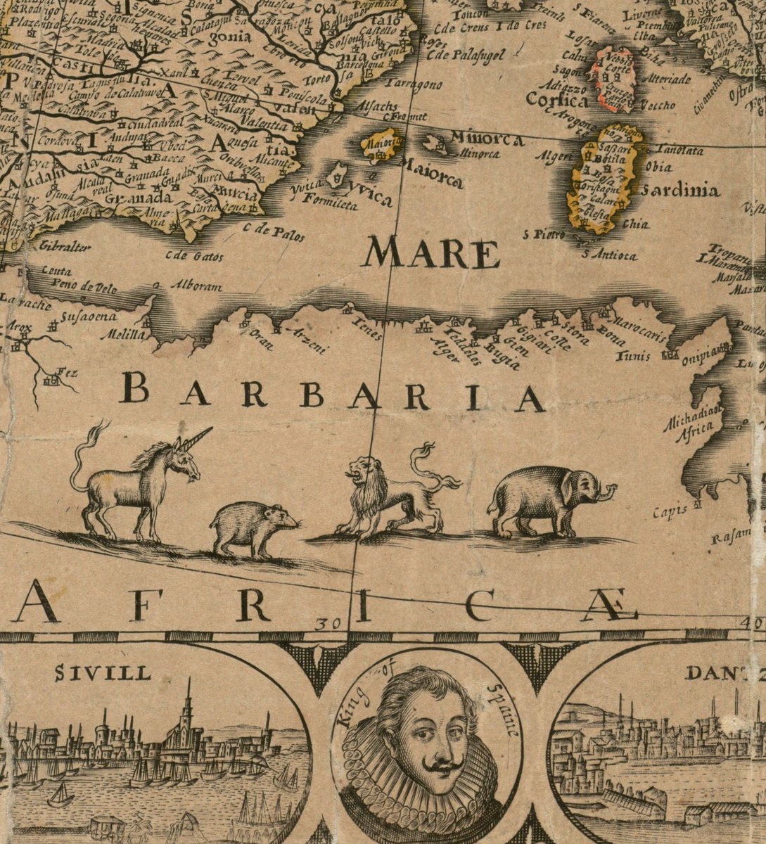 bplmaps's tweet photo. Lions and elephants and unicorns... Oh my! These #MapMonsters appear on a 1668 “most exact map of Europe” by English cartographer and #map publisher John Overton. #MapMonsterMonday https://t.co/OuAqqvfoUf https://t.co/fpvlKg5BBH