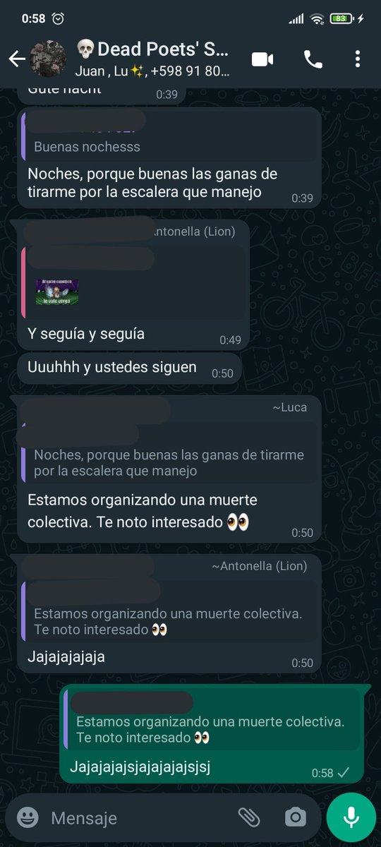 BeluSone's tweet photo. Cuando tus facu-amigos hacen chistes de suicidó. 
No soy facu-amigos, son facu-familia https://t.co/GEheimKGY4