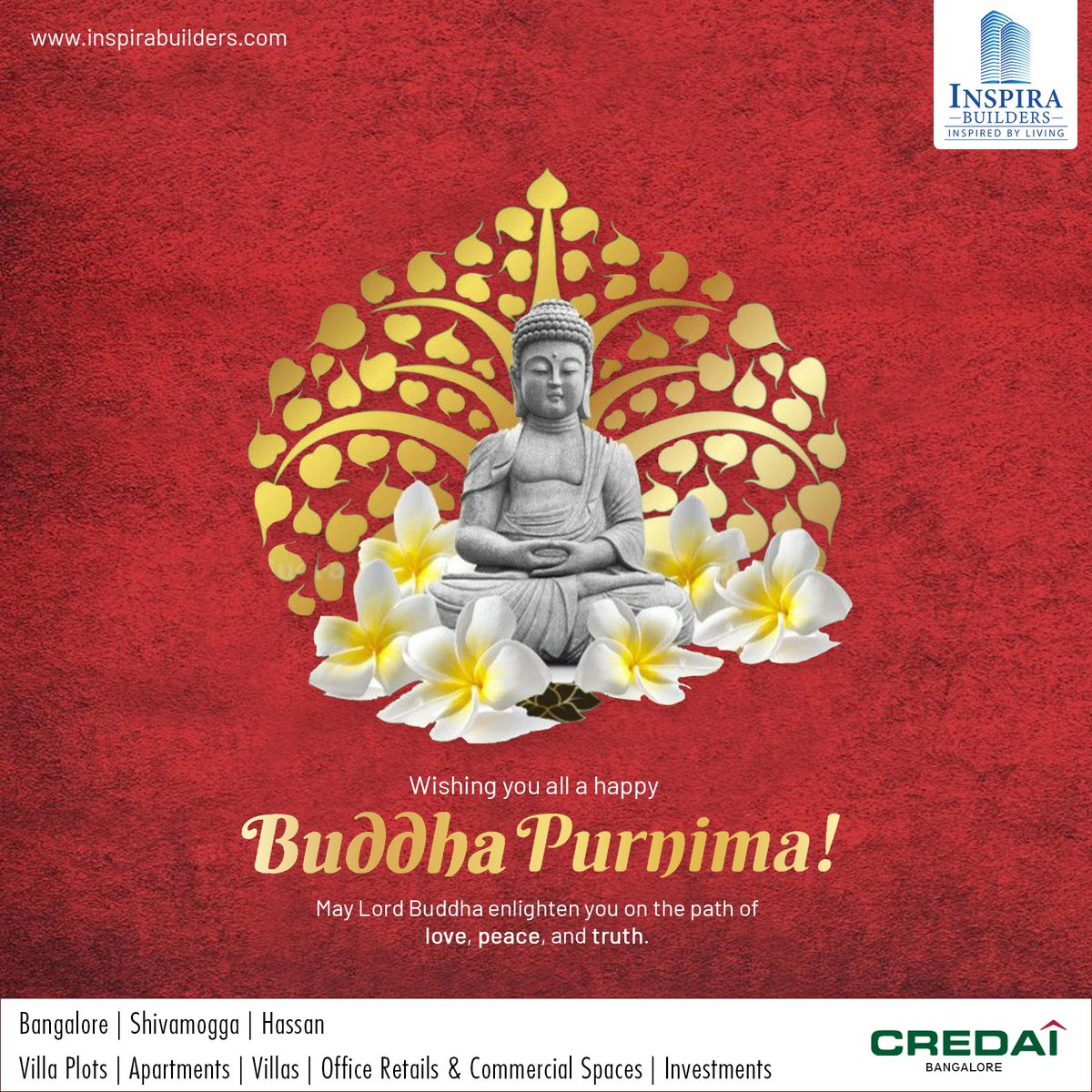 inspirabuilders's tweet photo. Wishing you all a Happy Buddha Purnima!
May Lord Buddha enlighten you on the path of love peace and truth.

#buddha #purnima #BuddhaPurnima #buddhateachings #RealEstate #builder #commercialrealestate #residentialproperty #construction #inspirabuilders #inspiracity https://t.co/q4w11fdjFo