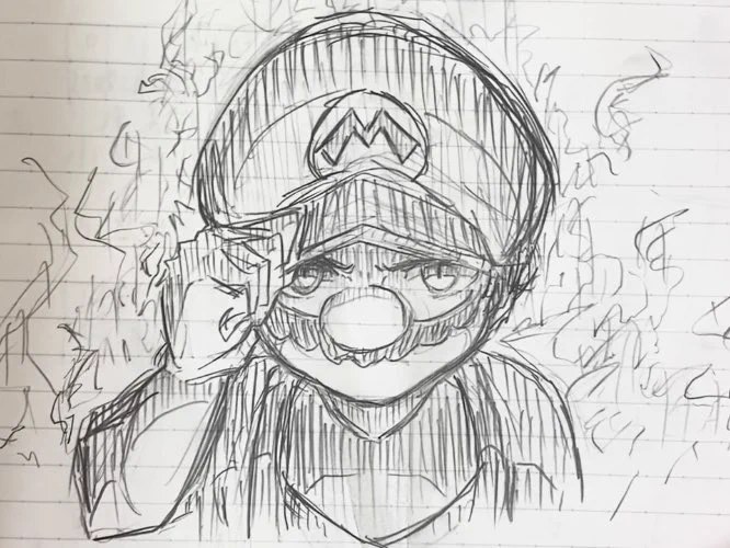 記憶だけを頼りに描いたマリオ(15分) 