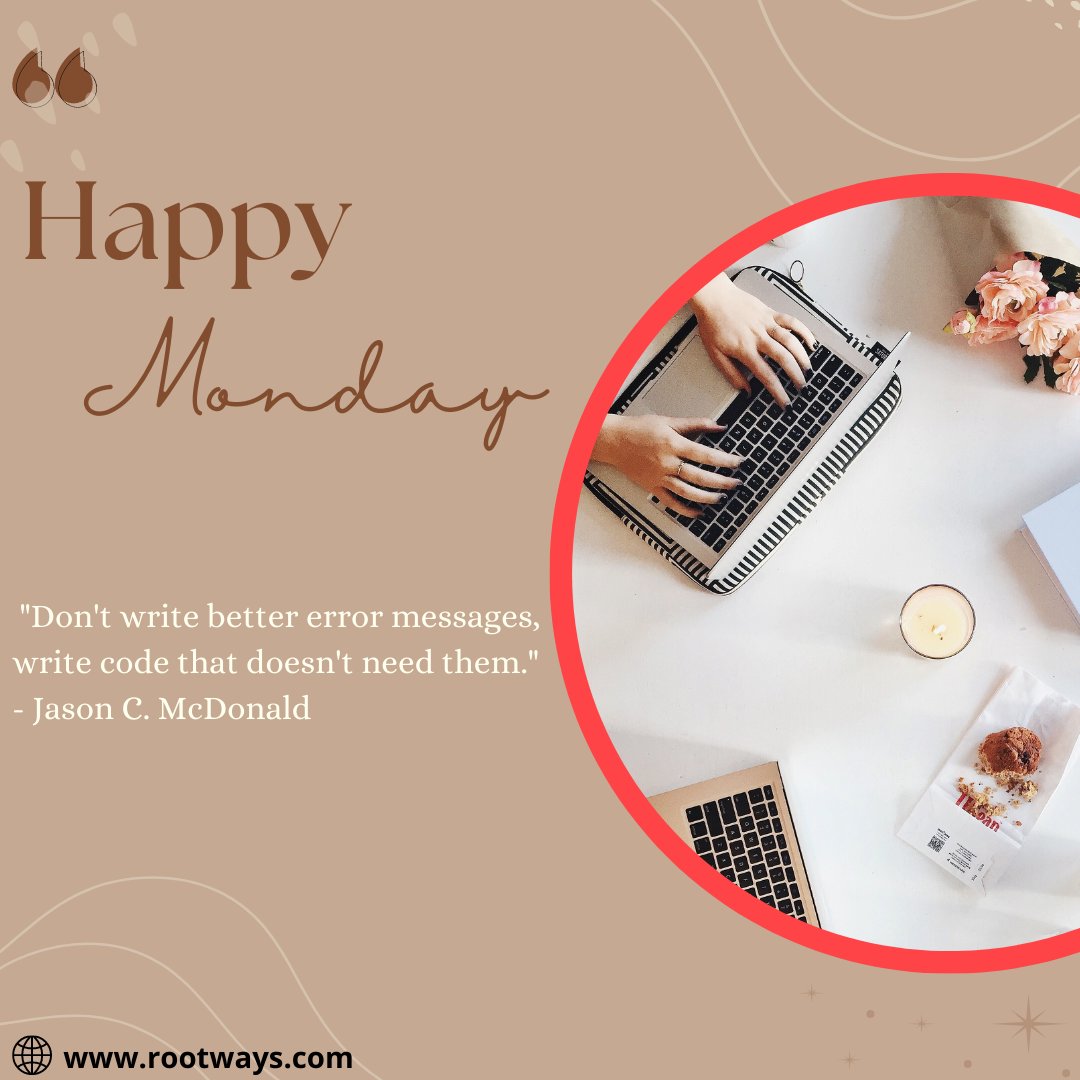 Rootways's tweet photo. Happy Monday!✨
.
#happy #happymonday #monday #motivationalquotes #motivation #motivationmonday #mondaymotivation #mondayquotes #rootways #rootwayscanada #canada #seo #webdevelopment https://t.co/mLzlWoJahT