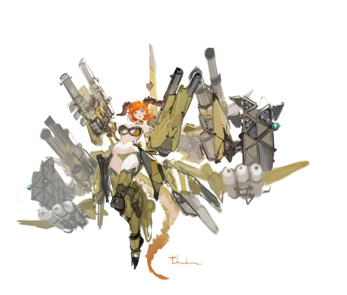 19日目
#100日チャレンジ 
今週はドラゴンメカ娘をこすっていくつもりです😓
今までと全然違う感じで描くの楽しい… 