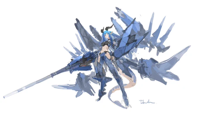 19日目
#100日チャレンジ 
今週はドラゴンメカ娘をこすっていくつもりです😓
今までと全然違う感じで描くの楽しい… 