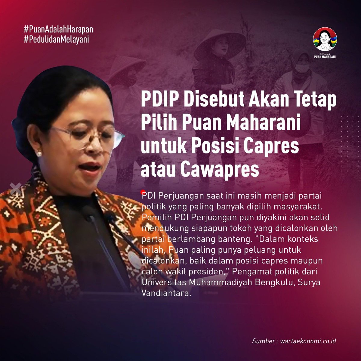 Adityaa237's tweet photo. Ini pilihan yg tepat dan bijak, karna dilihat dari jam terbang dan pengalaman beliau yg sudah matang utk menjadi pemimpin👍
#HarapanPerempuan
Puan Peduli Melayani https://t.co/yPk86h6JmG
