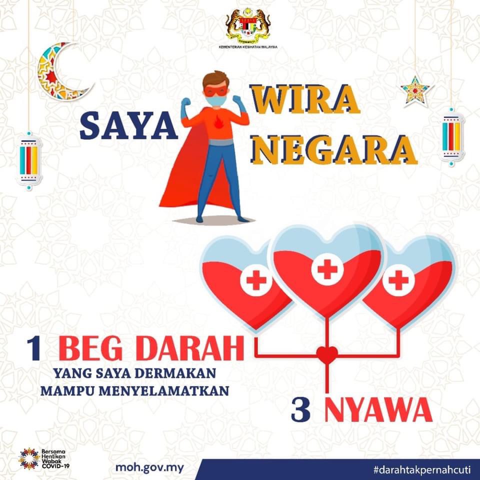 KKM amat menghargai jasa baik anda yang layak untuk tampil menderma bagi memenuhi keperluan stok darah di negara ini. 

1️⃣ beg darah mampu menyelamatkan 3️⃣ nyawa ❤️❤️❤️

<a href="/PDNKKM/">PusatDarahNegara</a>