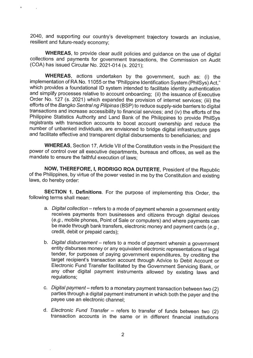 newswatchplusph's tweet image. President Duterte signs an executive order requiring the government to use digital payment methods to release funds and collect dues (1/2) 

Read the story: bit.ly/3wgMizi