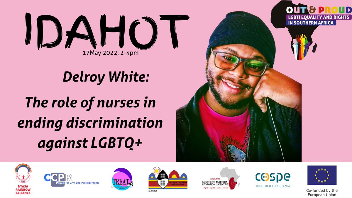 OutProud4's tweet photo. Our #IDAHOT / #IDAHOBIT commemoration would not be complete without highlighting the role of nurses in ending discrimination with Delroy White. #QueerWithoutBorders @treat_zim @TheRockOfHopeSD @RainbowNyasa @Follow_SALC https://t.co/KfLrJyeN5U