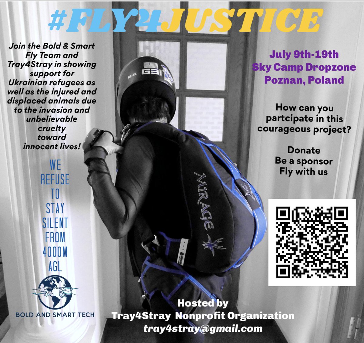 merj's tweet photo. While we prepare for upcoming events at the #GlobalDialogue4Justice and #Tray4Stray, our fly team @BoldSmartTech is also preparing to travel to #Poland to #skydive dedicated to #Ukranian #Refugees. The #Fly4Justice will be launched at Sky Camp DZ. #Fly4Ukraine #StandWithUkraine️ https://t.co/lsiNGrHzng