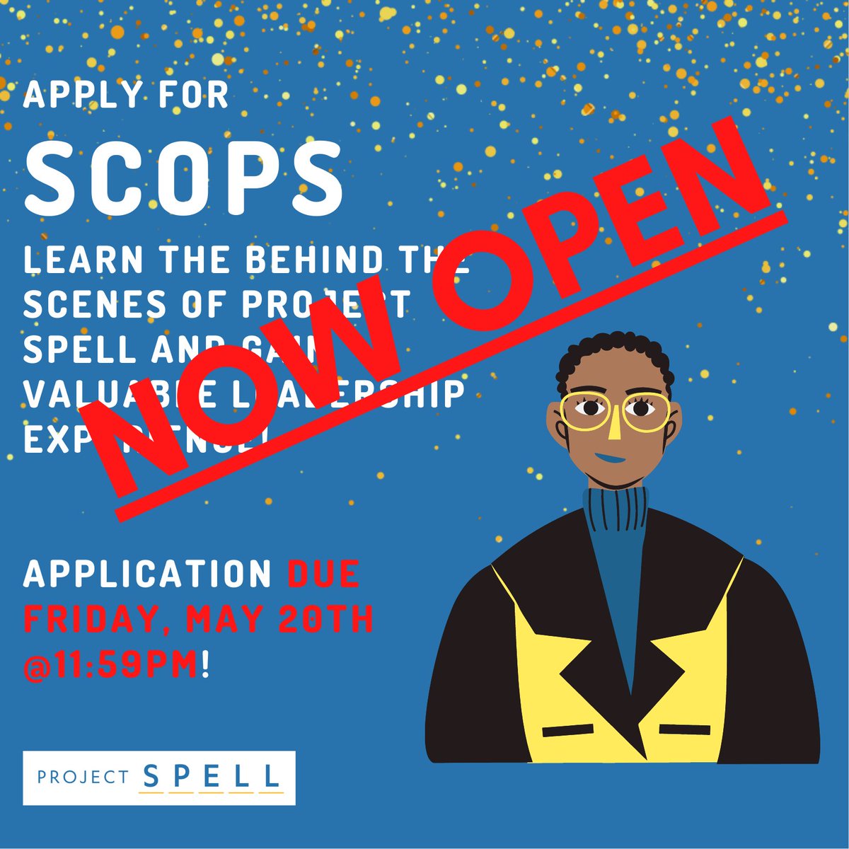 Project_SPELL's tweet image. Heyyy y’all!! You’ve been waiting for it all week and it’s finally here. OUR SCOPS 2022-23 APP IS NOW OPEN 🥳

Any returning tutor is eligible to apply for a position! Applications are due Friday, May 20th @ 11:59pm. Refer to the app for more info on different position duties!