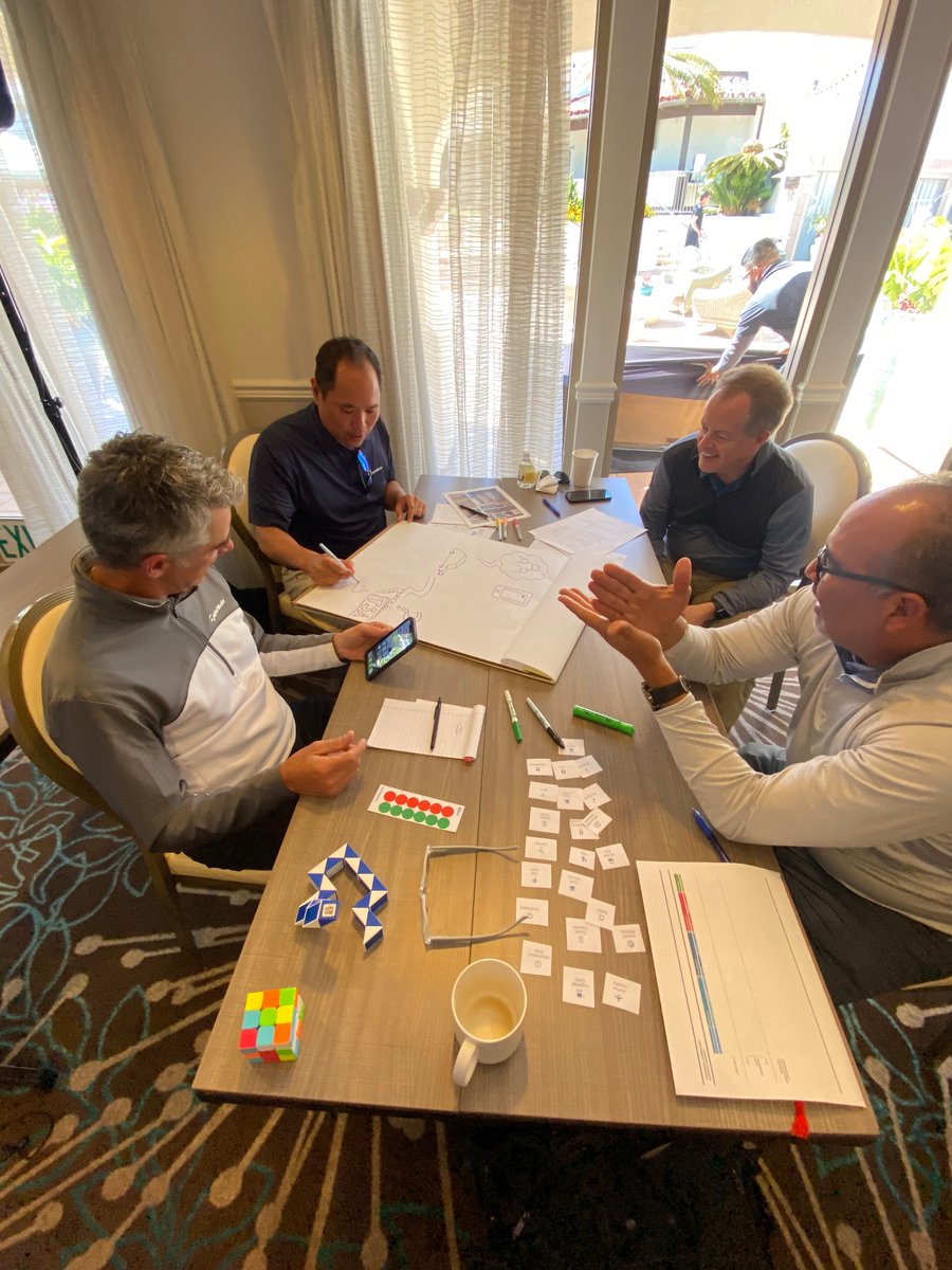 _KimDMcLean's tweet photo. This past week I led an innovation-focused design thinking workshop, the 3rd one since Feb., after a 2 year hiatus. The energy was palpable, and one otherwise stoic attendee used pipe cleaners to make and wear a faux monocle while he brainstormed. So. People are unpredictable. https://t.co/RjLfuRrTgB