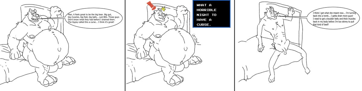 Roxno2's tweet photo. Ro'Ro is my OC. He's been given the ability to drain the size and masculinity from any guy he's with, but eventually the curse causes him to metabolize his gains, and he dwindles back down to twink level. #muscletheft #fattheft #sizetheft https://t.co/38L7wrdI6j