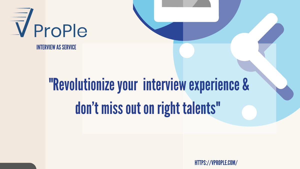 VProp1e's tweet image. &quot;Revolutionize your interview experience &amp;amp; don’t miss out on right talents&quot;
Connect with us: connect@vprople.com

vprople.com

#interviewasaservice #technicalinterviewasaservice #interviewoutsourcing #outsourcetechnicalinterview #technicalinterviewoutsourcinfplatform