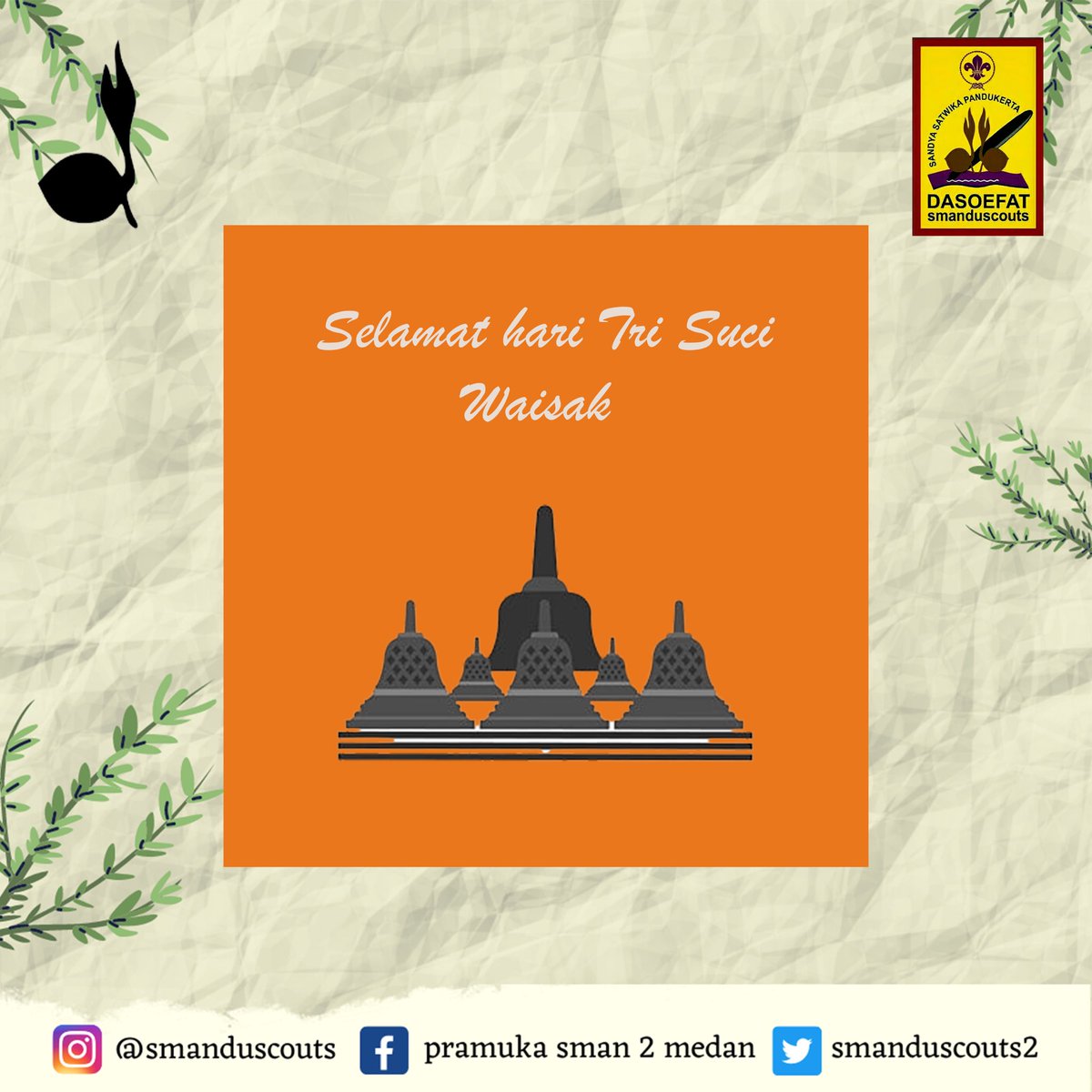 smanduscouts2's tweet photo. Salam Pramuka!

Pada hari yang baik ini, marilah kita mengingat ajaran Sang Buddha dan menyebarkan pesan persaudaraan universal dan kasih sayang untuk semua orang.

Salam Pramuka!

#pramukasman2medan #smanduscout https://t.co/jtbzlCXJ8P