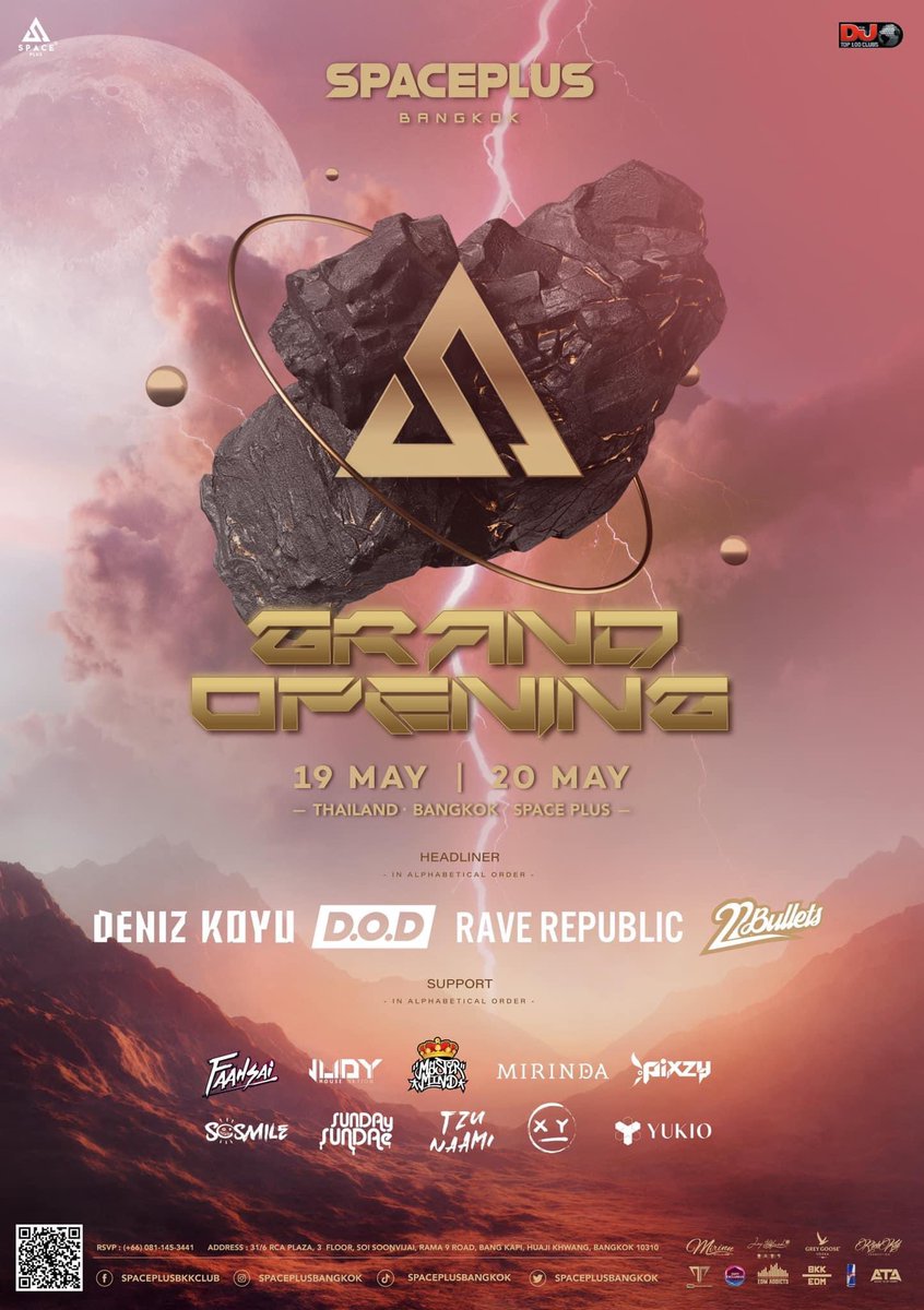 ✨Grand Opening Package ✨
 
♦️♦️GA Tickets 1,000 .-♦️♦️

 🎟🎟 บัตรมีจำนวนจำกัด 🎟🎟

International Artists consists of:
- Deniz Koyu
- D.O.D
- Rave Republic
- 22 Bullets

RESERVATION &amp; MORE INFO 
🔻🔻🔻🔻🔻🔻🔻🔻🔻
LINE : lin.ee/kFYT4GV

#Spaceplusbangkok