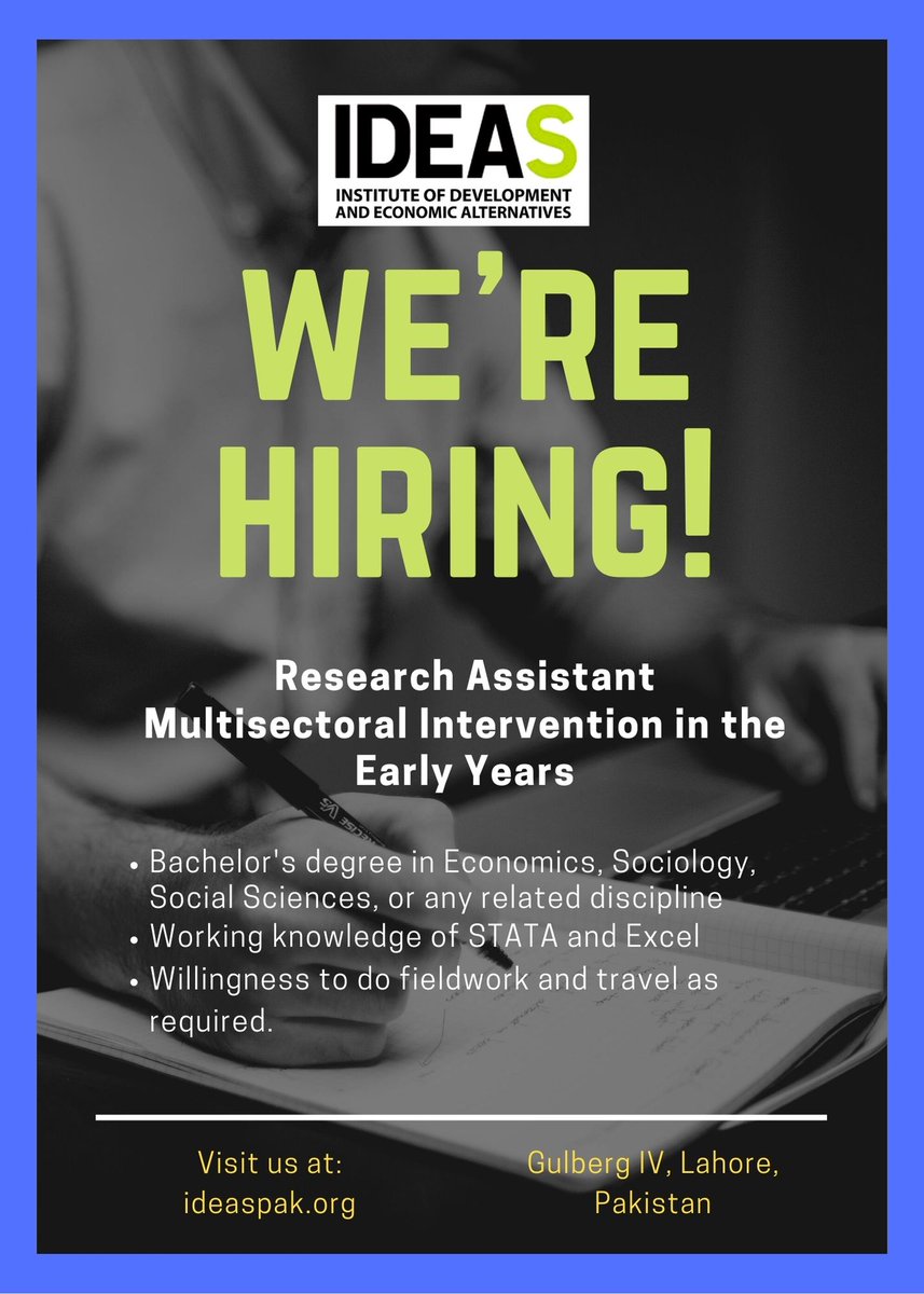 IDEASpak's tweet photo. Are you interested in early childhood development?

#applynow to become a part of IDEAS's Multisectoral Project.

The application link is as follows: https://t.co/OmMDDuFO0g

#multisectoralinterventions #complementarities #devecon #earlychildhood https://t.co/cz3cqYCfrx