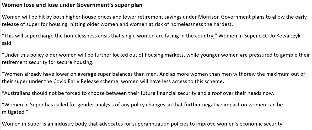 political_alert's tweet photo. Women lose and lose under Government's super plan, says @womeninsuper #ausvotes https://t.co/UBuaiPDBvh