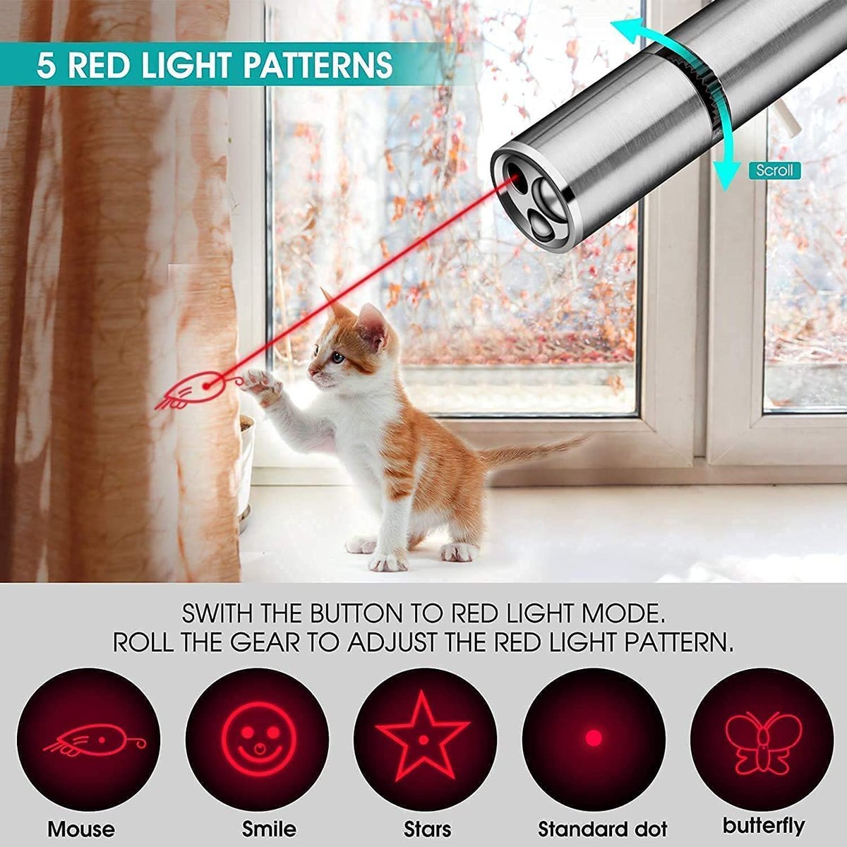 techgadgetsmith's tweet image. Cat Laser Toy

Cat Laser Toy, Red Dot LED Light Pointer Interactive Toys for Indoor Cats Dogs, Long Range 3 Modes Lazer Projection Playpen for Kitten Outdoor Pet Chaser Tease Stick Training Exercise, USB Recharge

amzn.to/37NX1aR

#training #light