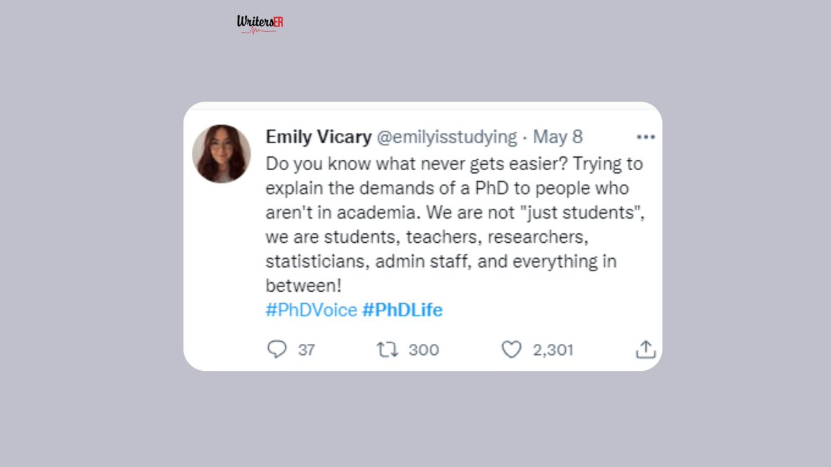 writersER's tweet image. Everyone would have done it if it was easy to fight it with one skill 🙌
I know you have what it takes to finish this
Don't give up on the process
Remember your why. We're counting on you. 💯
Credits: Emily Vicary on Twitter
#dissertationmotivation