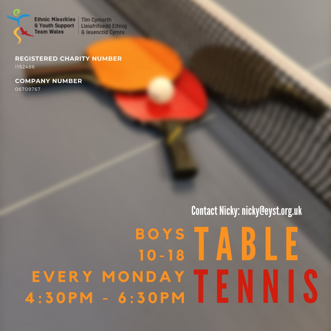 eystwales's tweet photo. BME Sports Project will be hosting 3 sessions a week for males to play weekly table tennis at EYST 🏓💥

Please contact Nicky@eyst.org.uk if you're interested. Shares welcome to help keep the community fit and healthy 💪🏾 https://t.co/fgaGLeRAqD