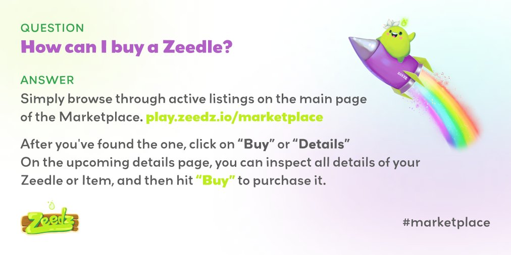 Have you already bought a Zeedle on our Marketplace? 😍

With our Zeedz Marketplace now live, we understand that you all have questions. What would you like to know about the Zeedz Marketplace?😃

#environment #gogreen⁠ #nft #ecofriendly #sustainability #NftCommunity #Zeedz