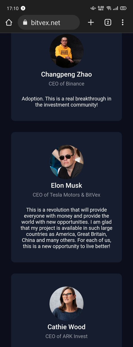 terminal_rasa's tweet photo. @elonmusk Did you know you had signed up with them? #scammers #bitvex https://t.co/riT6MuqMiM