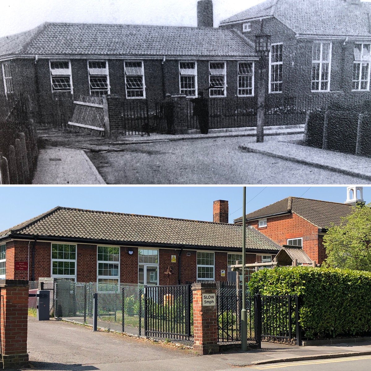 mvprimaryschool's tweet photo. The rear of the school looked very different at the outset compared to now. #90th #MVhistory https://t.co/dQMEycPA4U