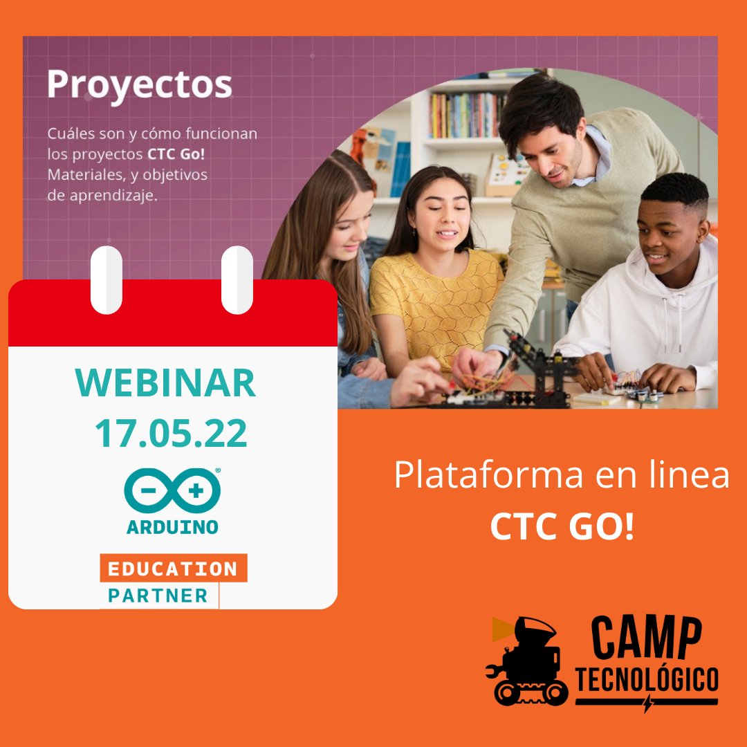 CampTecnologico's tweet image. Webinar #ArduinoEducation 3: Proyectos #CTC Go!
📅 17.05.22 16:00 CET
Regístrate: camptecnologico.com/webinars-ardui…
#roboticaeducativa #Steam #webinargratuito #certificado
