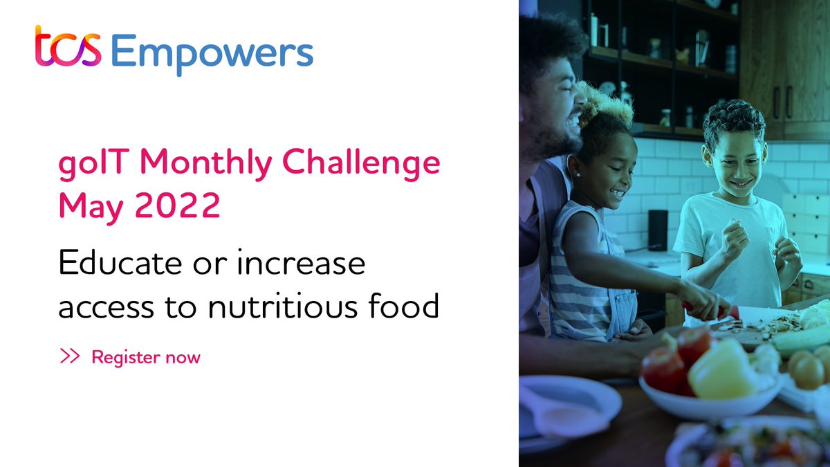 For the May goIT Monthly Challenge, we have joined with SEDT and @Amway inviting students to create a digital innovation that educates their community about or increases access to nutritious food: https://t.co/XH3LnBWQem #goITChallenge #SDG2 #TCSEmpowers https://t.co/I59KNSScgI