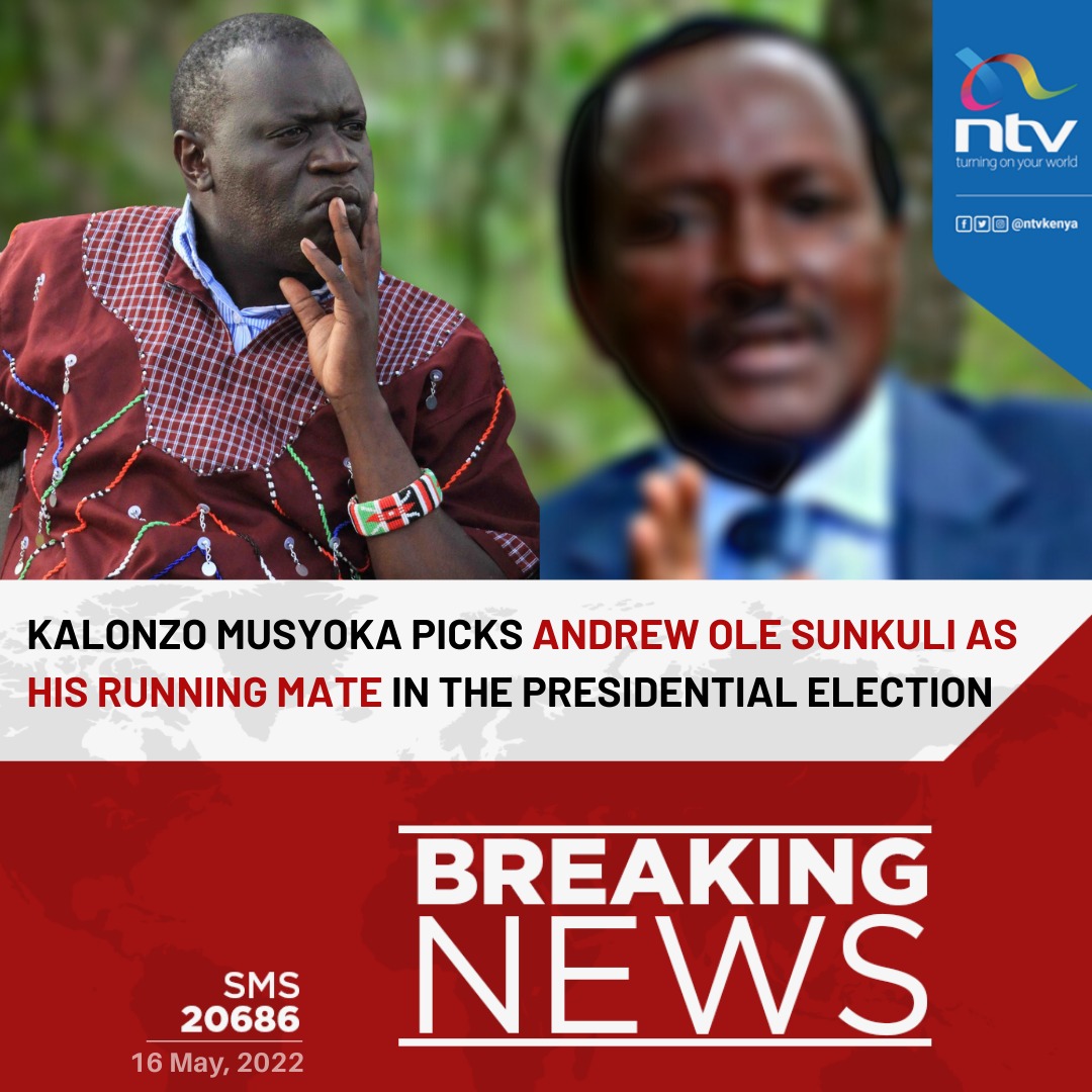 ntvkenya's tweet photo. BREAKING: Kalonzo Musyoka announces Andrew ole Sunkuli as his presidential running mate. https://t.co/hBDRGN3LFI