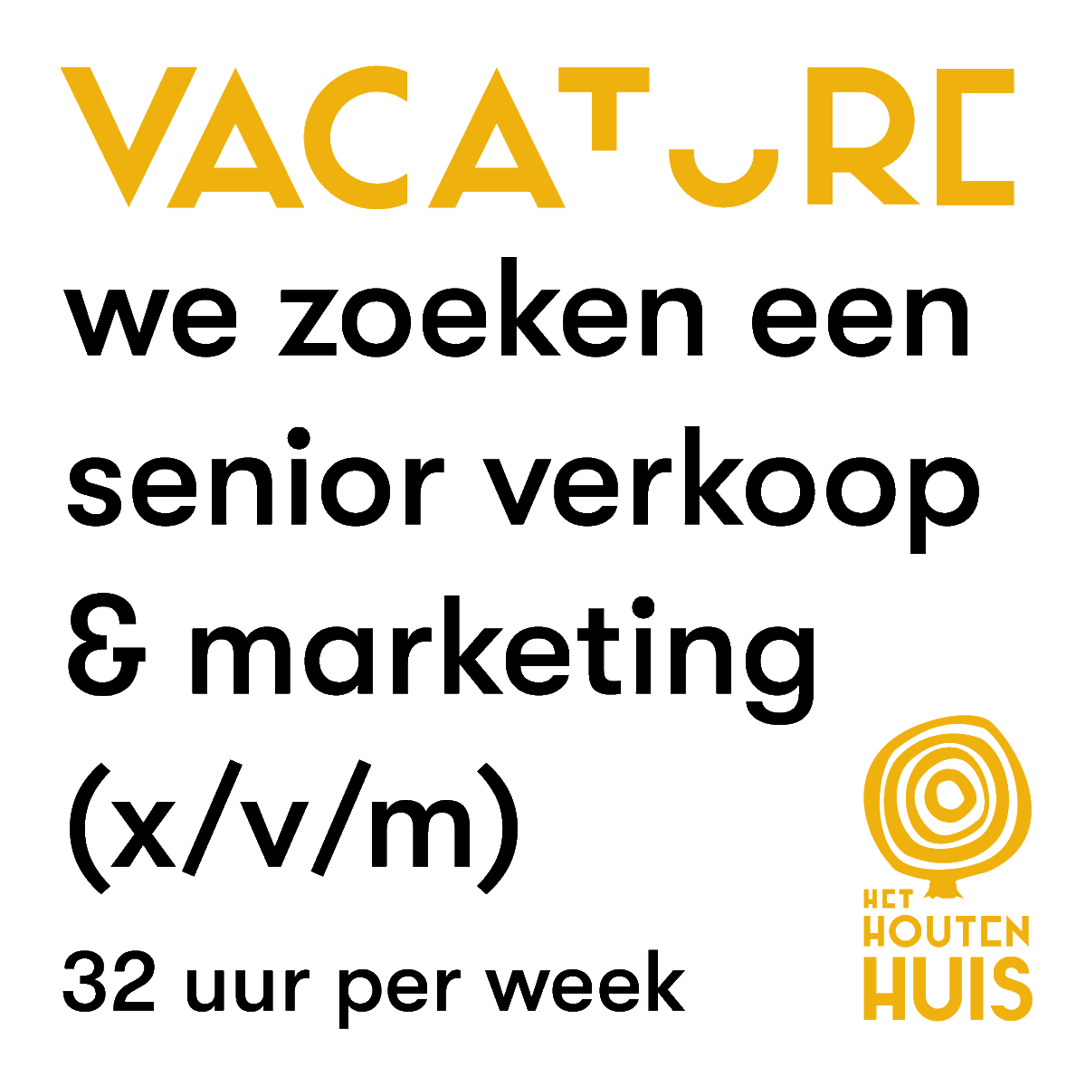 Senior Verkoop en Marketing gezocht!
Wij zoeken een zeer ervaren en enthousiaste verkoper en marketeer. Lees de hele vacature tekst hier: bit.ly/3NyNwMb
Reageren kan t/m 29 mei 2022.
#vacatures