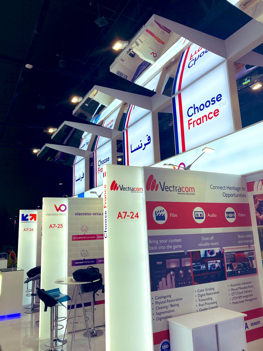 savin_etienne's tweet photo. @CABSATofficial opens its doors tomorrow at 10am. If you are in Dubai, come and share a coffee and a croissant at the French Pavilion and meet the 13 exhibitors of the French delegation. You can't miss it, it shines like a lighthouse in the night! #broadcast @BF_MiddleEast https://t.co/8H3g3rhLWM