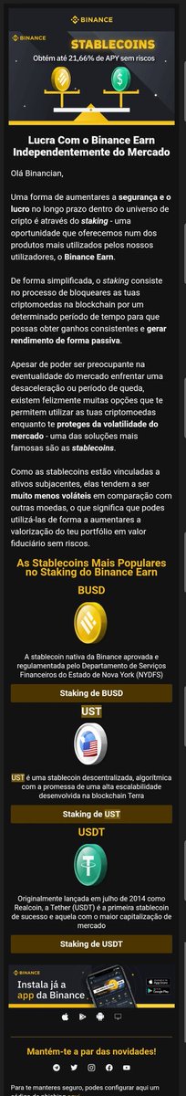 baraforatt2's tweet photo. @cz_binance What will @binance do about the misleading advertisement sent directly to users April 7 - May 7 with claims of "safe", "non-risk fiat value" UST staking? Your support is not taking these claims seriously despite several days of back and forwards. https://t.co/8gw5JwnkaH