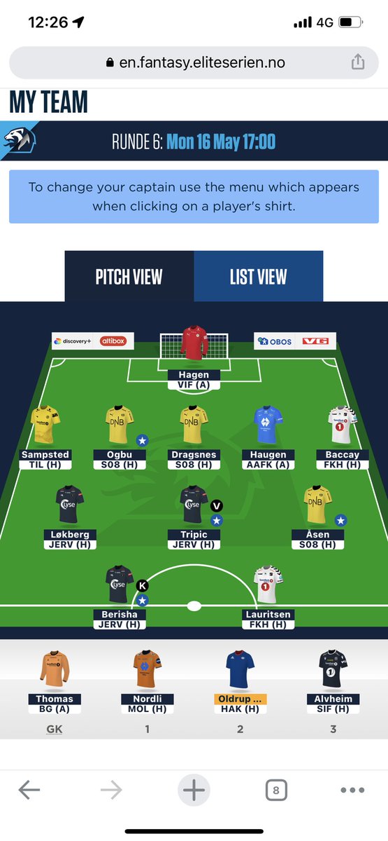 oddsjoker's tweet photo. @D_Thon Fin tråd! Tanker om dette laget, roll eller gjøre ett bytte? Har 2.4, så kan gjøre nordli til vetlesen direkte. https://t.co/dv6wEsgNs7